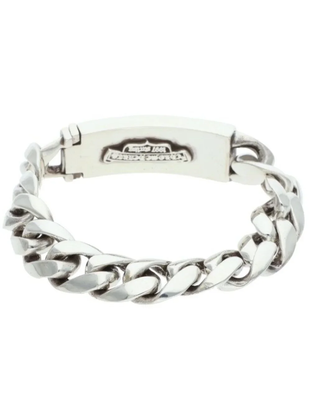 Chrome Hearts ID Floral Crs Cross ID Classic Silver Bracelet